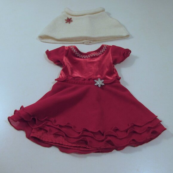 American Girl red Merry and Bright snowflake dress and white snowflake capelet - Picture 2 of 7